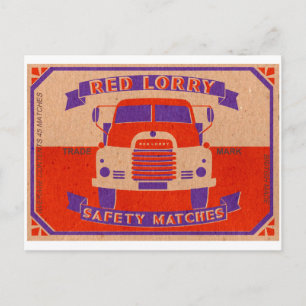 Retro vintage Red Lorry matchbox Postcard