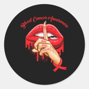 Retro Vintage Red Ribbon Blood Cancer Awareness Classic Round Sticker