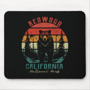 Retro Vintage Redwood National Park For Kids Hikin Mouse Pad
