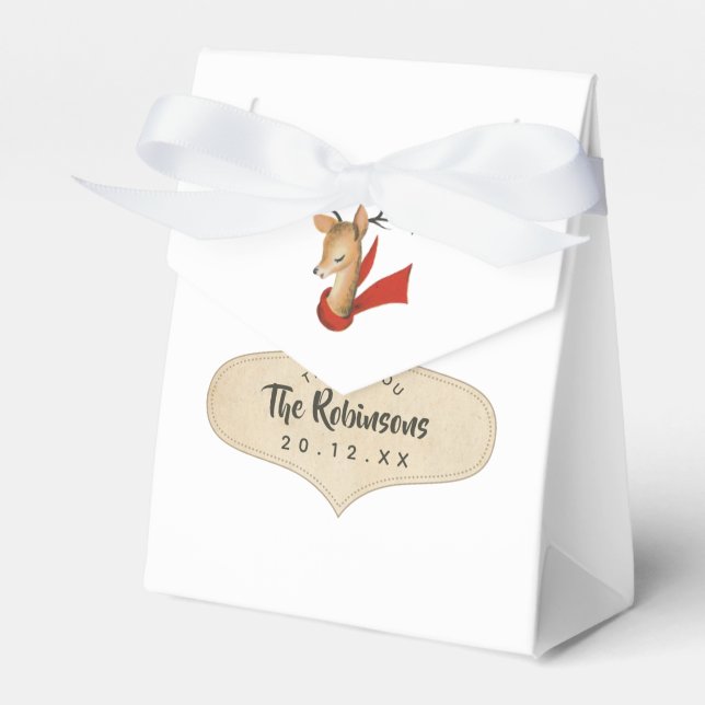Retro Vintage Reindeer Christmas Favour Box (Front Side)
