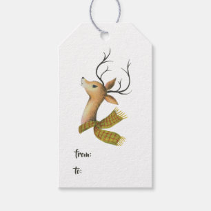 Retro Vintage Reindeer Christmas Gift Tags