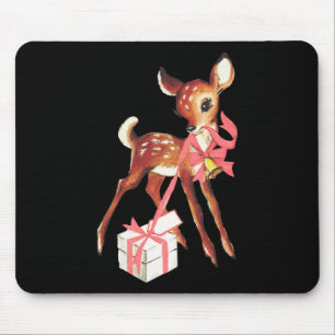 Retro vintage reindeer pink christmas ba mouse pad