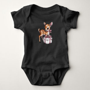 Retro Vintage Reindeer Pink Christmas Baby Deer Bodysuit