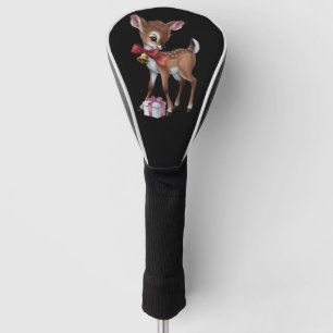 Retro Vintage Reindeer Pink Christmas Baby Deer Golf Head Cover