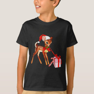 Retro Vintage Reindeer Red Christmas Baby Deer Cot T-Shirt