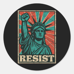 Retro Vintage Resist Trump Fascism Statue Of Liber Classic Round Sticker