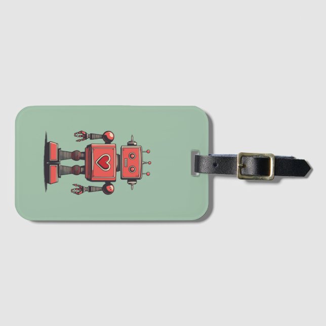 Retro Vintage Robot Luggage Tag (Front Horizontal)