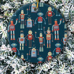 Retro Vintage Robots Ceramic Tree Decoration<br><div class="desc">Fun vintage retro style robots,  which Grandpa probably made in his workshop.</div>