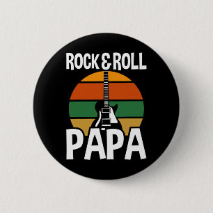Retro Vintage Rock And Roll Papa Guitar Fathers Da 6 Cm Round Badge