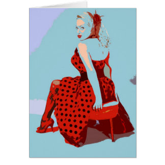 Retro Vintage Rocker Lady in Polka Dot Dress