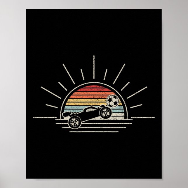 Retro Vintage Rocket Soccer Car  Poster (Front)
