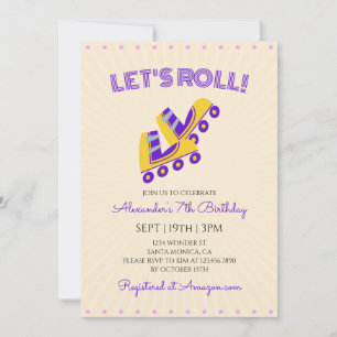 Retro Vintage Roller Skate Birthday Party Invitation