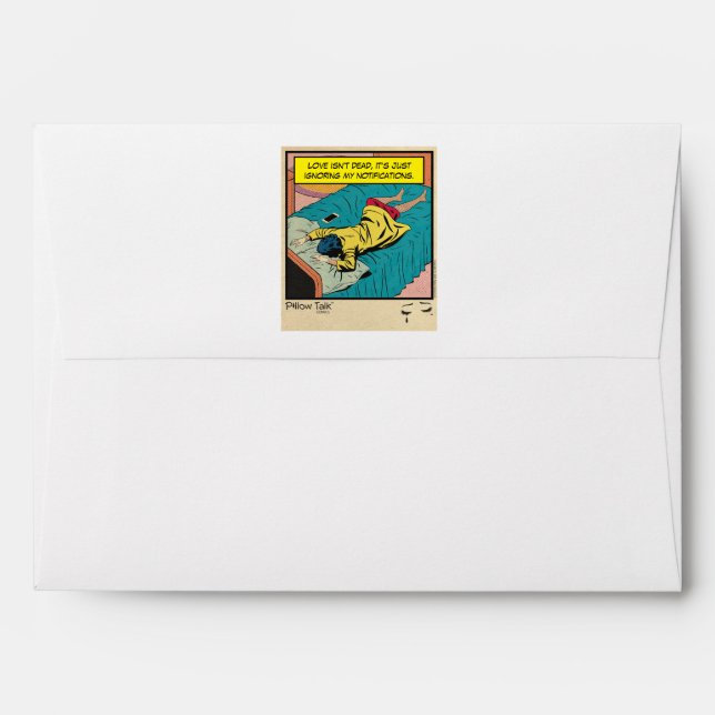 Retro Vintage Romance Comic: Pillow Talk Envelope (Back (Top Flap))