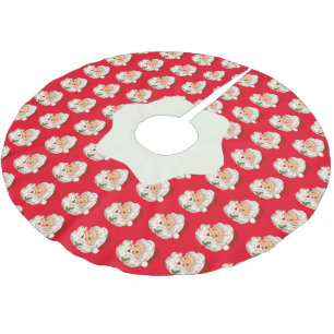 Retro Vintage Santa Claus Christmas Brushed Polyes Polyester Tree Skirt