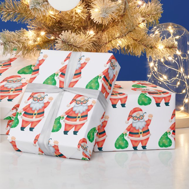 Retro Vintage Santa Claus Christmas  Wrapping Paper (Holidays)