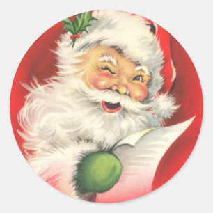 Retro Vintage Santa Claus Classic Round Sticker