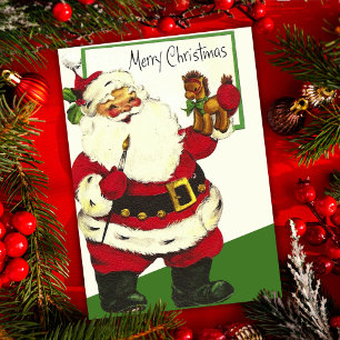 Retro Vintage Santa Claus Custom Christmas Holiday Card