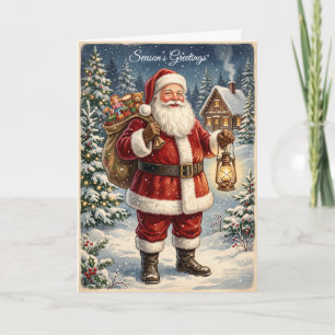 Retro Vintage Santa Claus Holiday Card