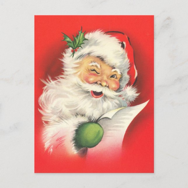 Retro Vintage Santa Claus Postcard (Front)