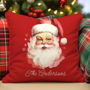 Retro Vintage Santa Claus Red Christmas Cushion