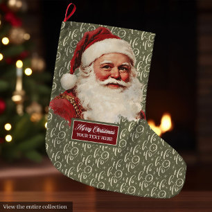 Retro Vintage Santa Claus Stocking Classic Xmas