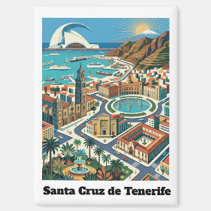 Retro Vintage Santa Cruz de Tenerife City Magnet