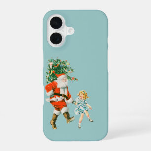 Retro Vintage Santa & Girl Christmas  iPhone 16 Case