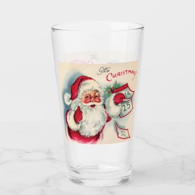 Retro vintage Santa visit Holiday Glass (Front)