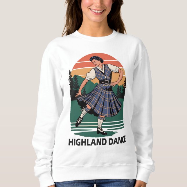 Retro Vintage Scottish Highland Dance Design gift  Sweatshirt (Front)