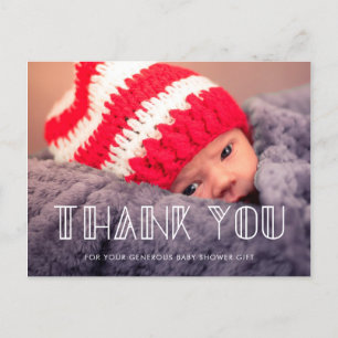 Retro vintage script Baby shower thank you Postcard