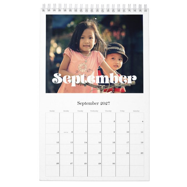 Retro vintage script family calendar 2026 (Sep 2027)