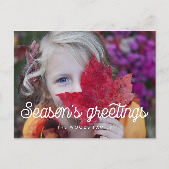 Retro vintage script Season's greetings photo Postcard (Front)