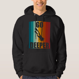 Retro Vintage Scuba Dive Go Deeper Diver Down Flag Hoodie