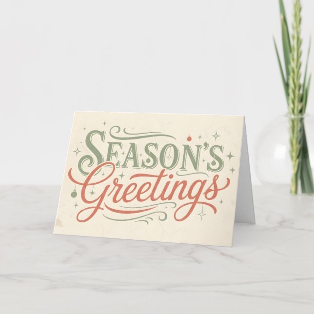 Retro Vintage Season’s Greetings Christmas Holiday Card (Front)