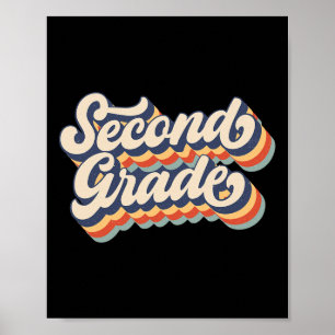 Retro Vintage Second Grade Student Teacher Byck To Poster