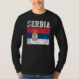Retro Vintage Serbia Flag Serbian Roots T-Shirt