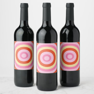 Retro Vintage Seventies Circle Pattern Wine Label