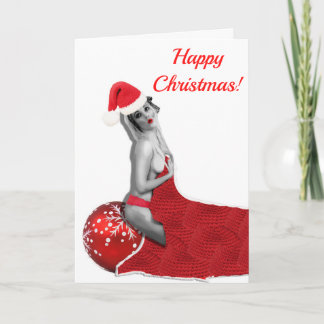 Retro Vintage Sexy Pinup Girl Art Christmas Card