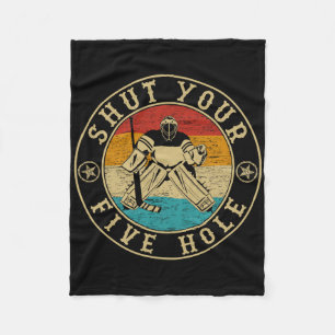 Retro Vintage Shut Your Five Hole Ice Hockey Fleece Blanket