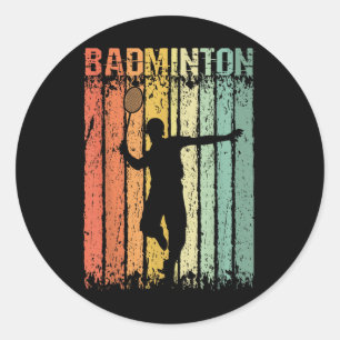 Retro Vintage Shuttle Player Badminton Classic Round Sticker