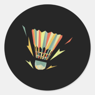 Retro Vintage Shuttle Player Badminton Classic Round Sticker