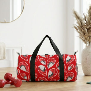 Retro vintage sixties red pattern gym duffle bag