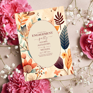 Retro Vintage Sixties Terracotta Engagement Invitation