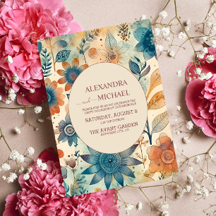 Retro Vintage Sixties Terracotta Wedding Invitation