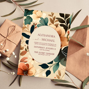Retro Vintage Sixties Terracotta Wedding Invitation