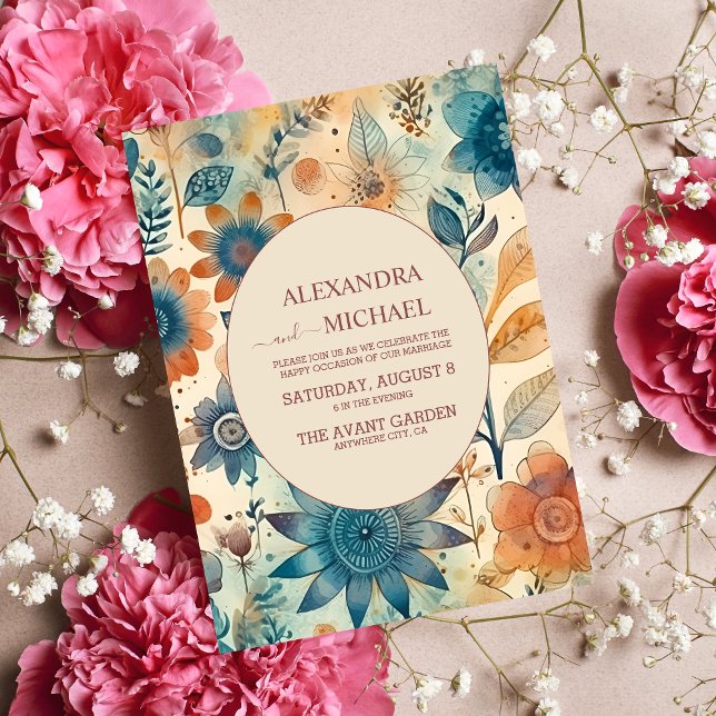 Retro Vintage Sixties Terracotta Wedding Invitation (Creator Uploaded)