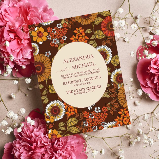 Retro Vintage Sixties Terracotta Wedding Invitation (Creator Uploaded)