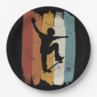 Retro vintage Skateboard Paper Plate