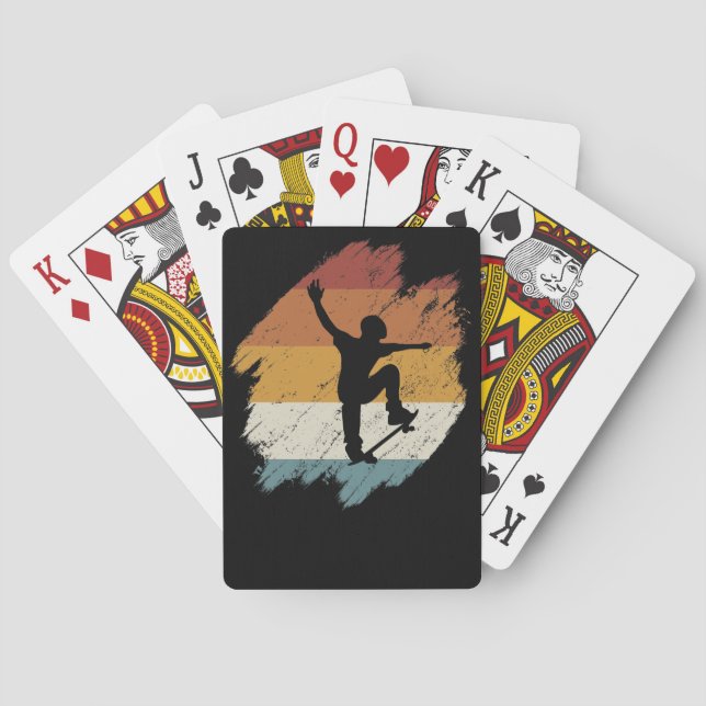 Retro vintage Skateboard Playing Cards (Back)
