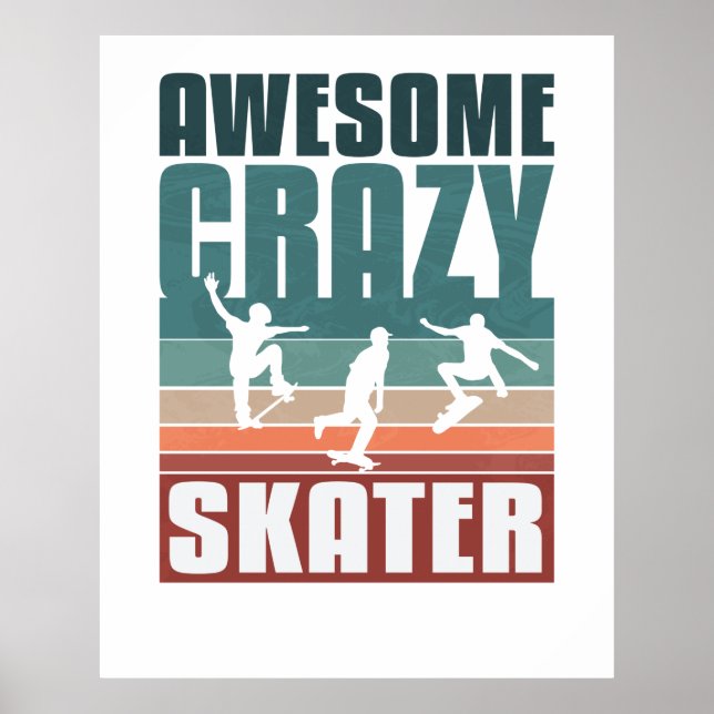 Retro vintage Skateboard Poster (Front)